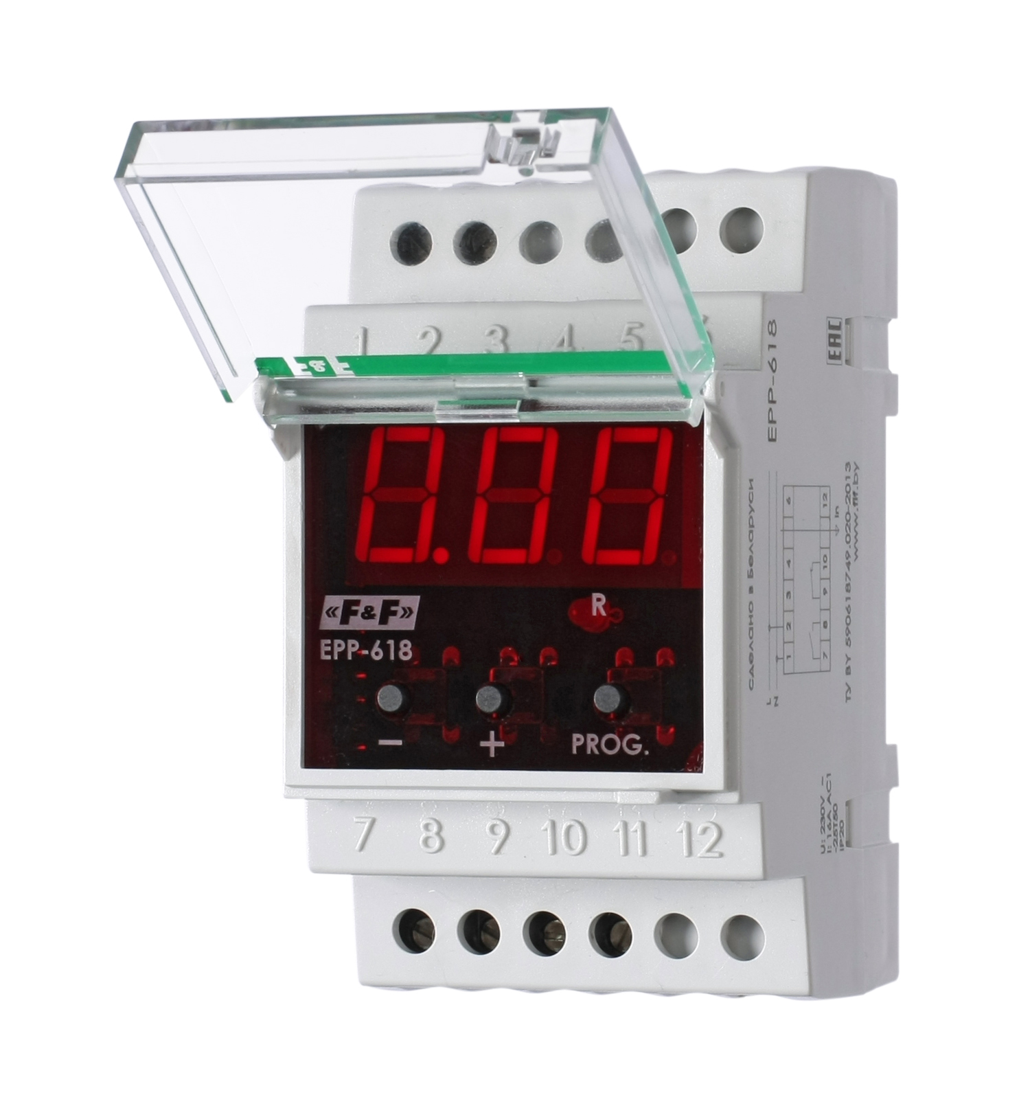 EPP-618 реле тока цифр.1NO/NC,150-250ВAC, 8А, IP20