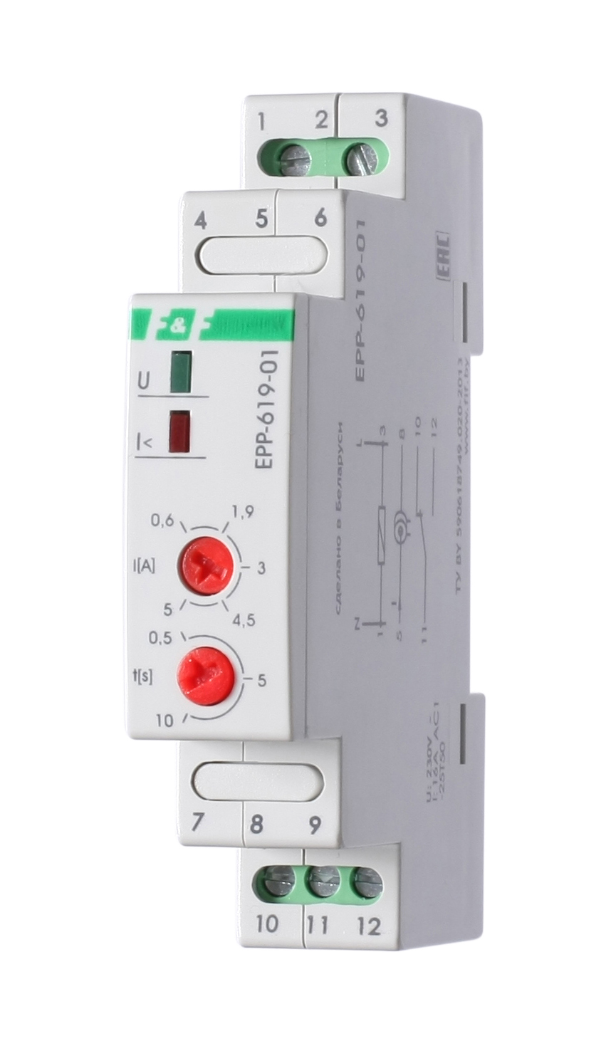 EPP-619-01 реле тока 0.6-5А, 1NO/NC, 230В AC, 16А, IP20