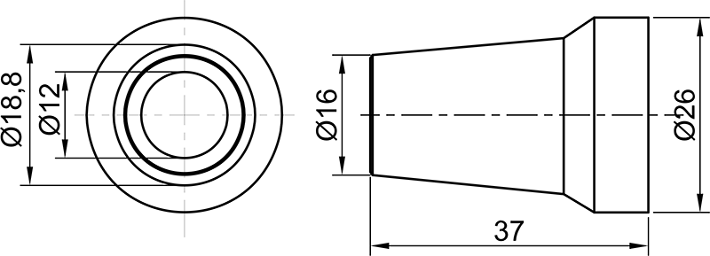 наконечник трубки СОЖ G1/2, D16