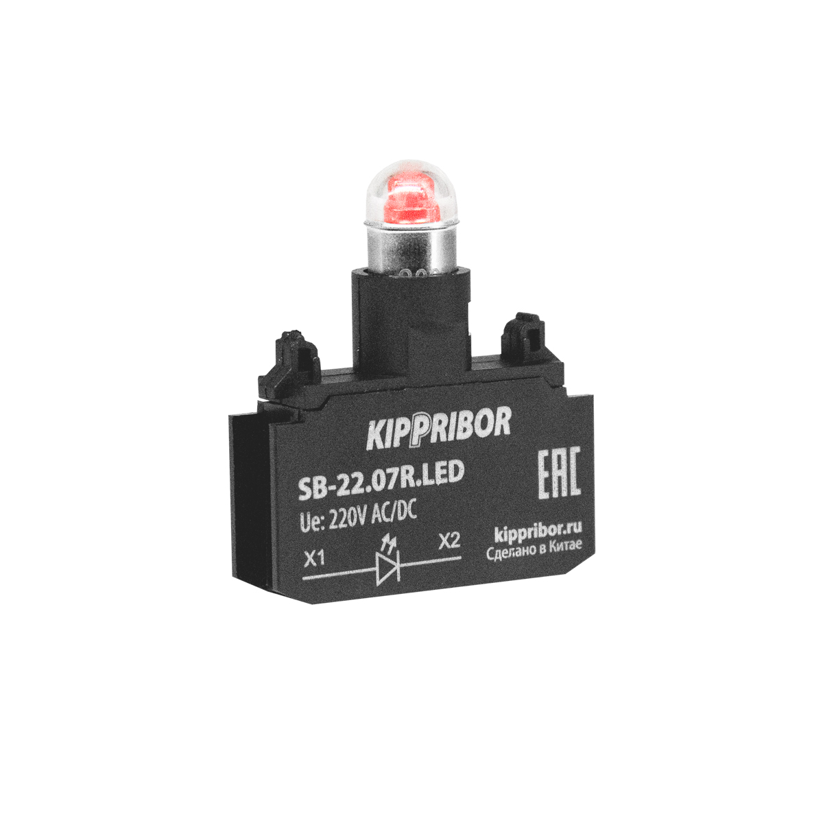 Блок-контакт подсв. для кнопок и переключателей, 220 V AC/DC, крас