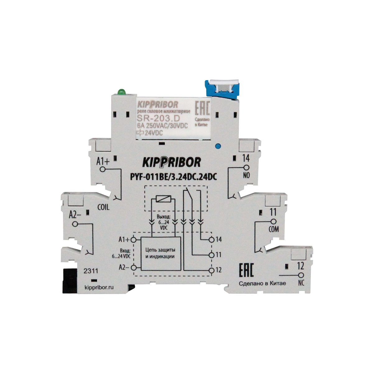 Промежуточное реле SR 6A, 24VDC в комплекте с колодкой PYF-011BE/3.24DC.24D
