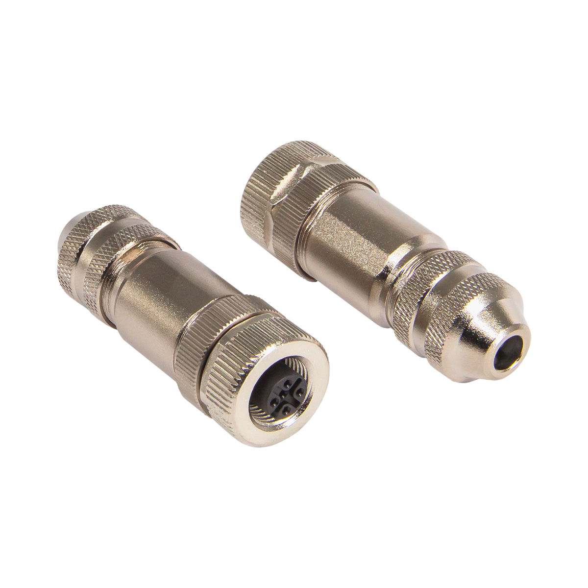 Кабельный прямой разъем M12 розетка 4 pin (металл), 48VAC/DC