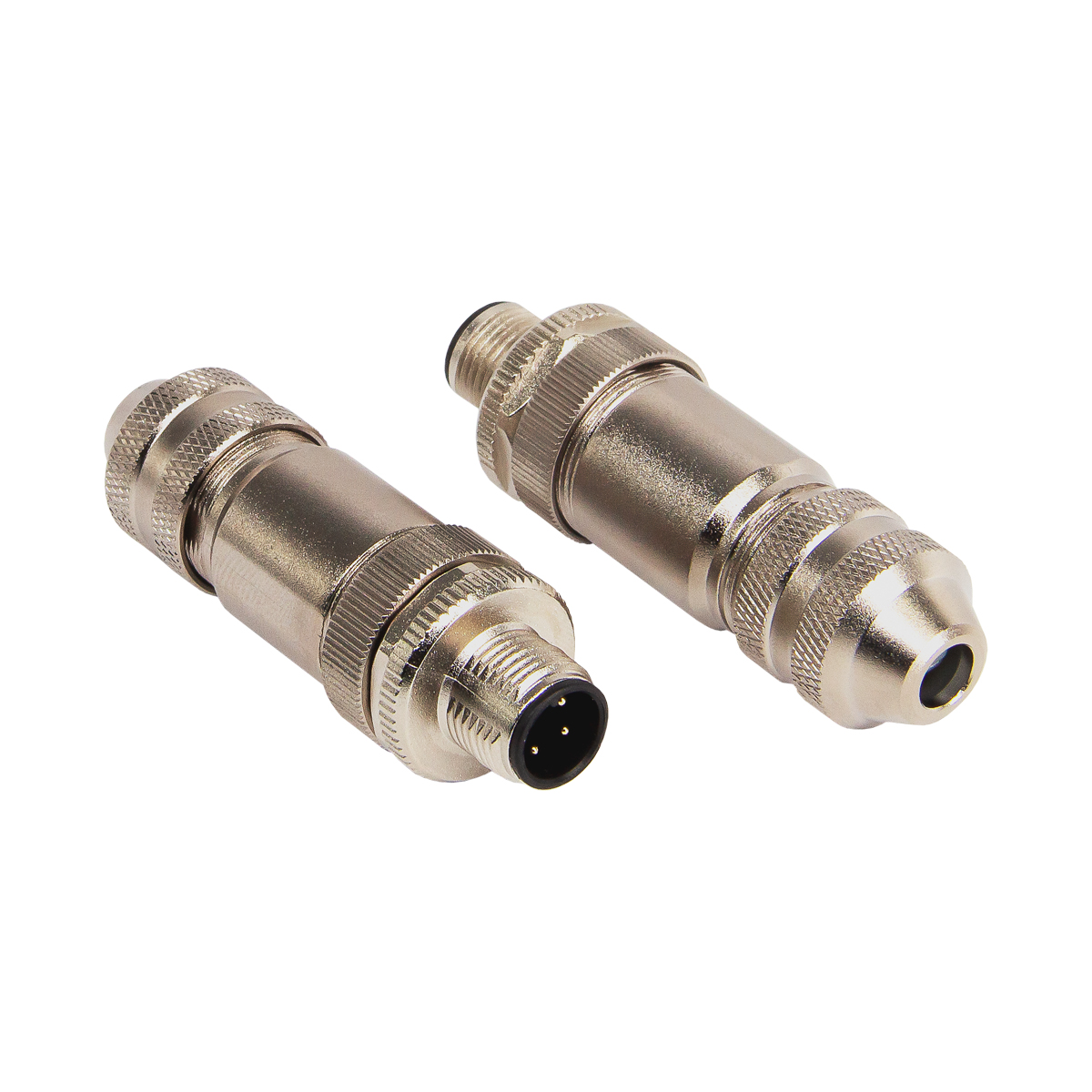 Кабельный прямой разъем M12 вилка 4 pin (металл), 48VAC/DC