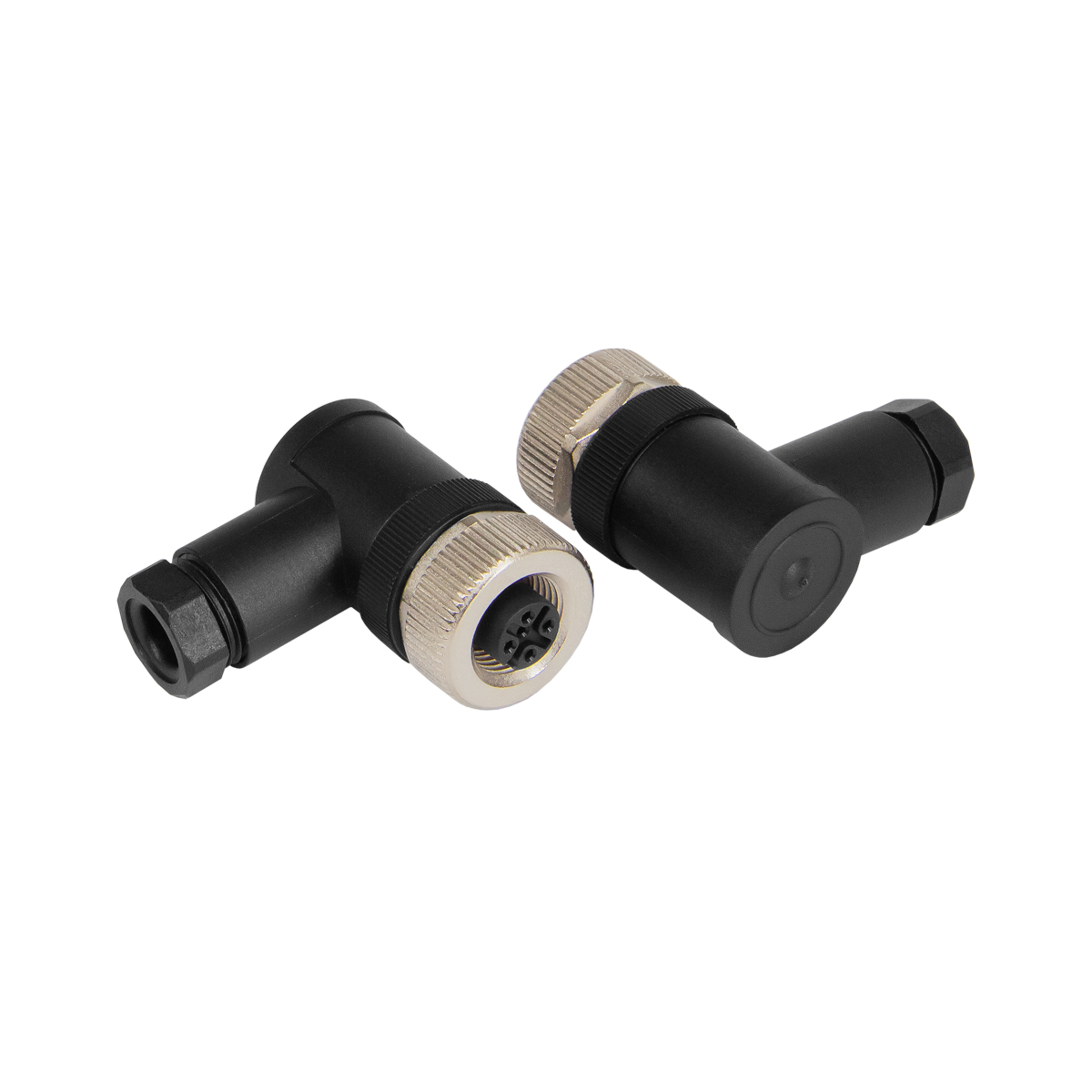 Кабельный угловой разъем M12 розетка 4 pin (пластик), 48VAC/DC